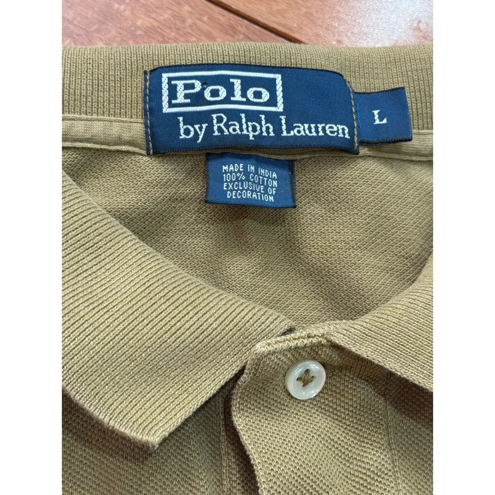 Polo Ralph Lauren Polo Shirt Mens Olive Green Short Sleeve Pique Large